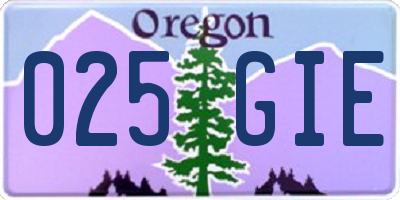 OR license plate 025GIE