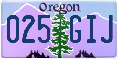 OR license plate 025GIJ