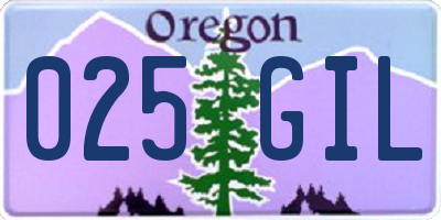 OR license plate 025GIL