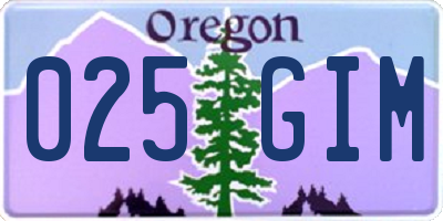 OR license plate 025GIM