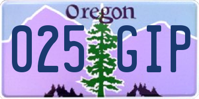 OR license plate 025GIP