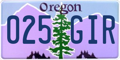 OR license plate 025GIR