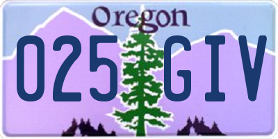 OR license plate 025GIV