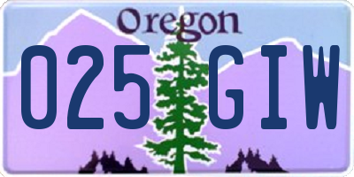 OR license plate 025GIW