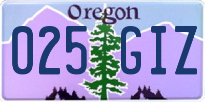OR license plate 025GIZ