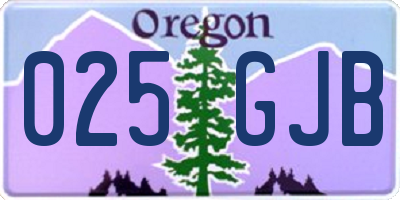 OR license plate 025GJB