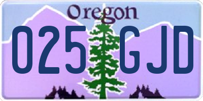 OR license plate 025GJD