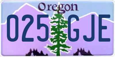 OR license plate 025GJE