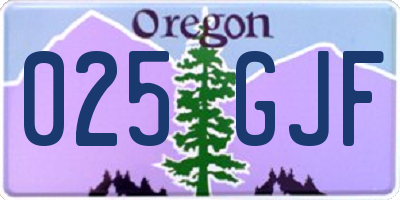OR license plate 025GJF