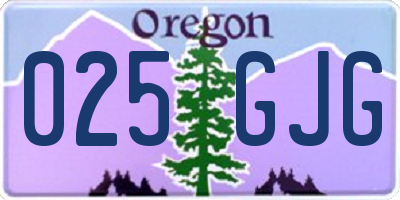 OR license plate 025GJG