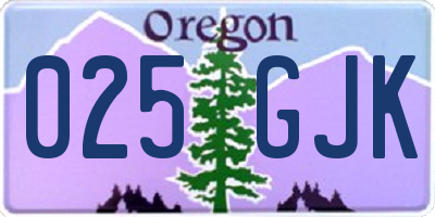 OR license plate 025GJK
