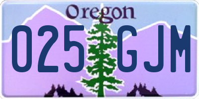 OR license plate 025GJM