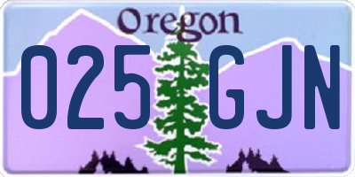 OR license plate 025GJN