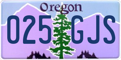 OR license plate 025GJS