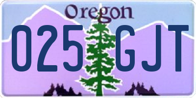 OR license plate 025GJT