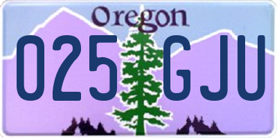OR license plate 025GJU