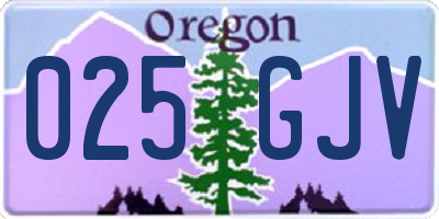 OR license plate 025GJV
