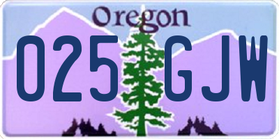 OR license plate 025GJW