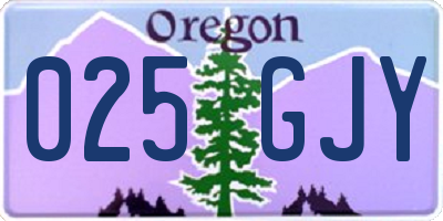 OR license plate 025GJY