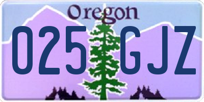 OR license plate 025GJZ