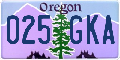 OR license plate 025GKA