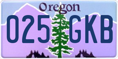 OR license plate 025GKB