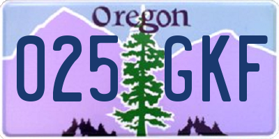 OR license plate 025GKF