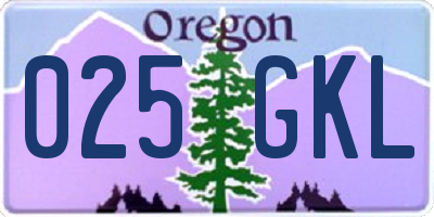 OR license plate 025GKL