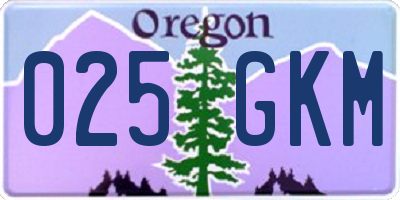 OR license plate 025GKM