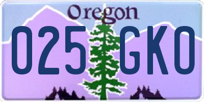 OR license plate 025GKO