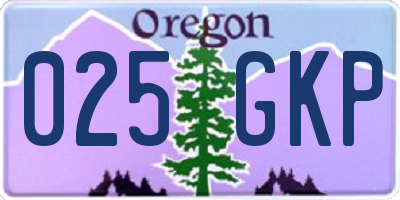 OR license plate 025GKP