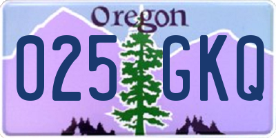 OR license plate 025GKQ