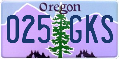 OR license plate 025GKS