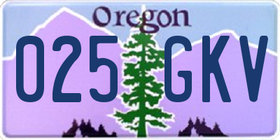 OR license plate 025GKV