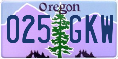 OR license plate 025GKW