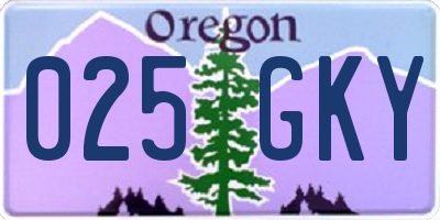 OR license plate 025GKY