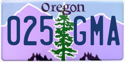 OR license plate 025GMA