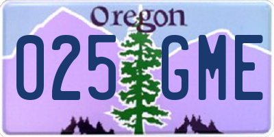 OR license plate 025GME
