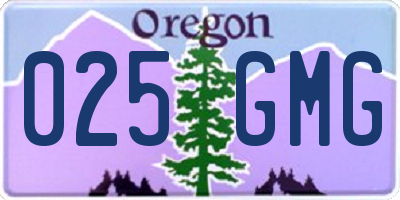 OR license plate 025GMG
