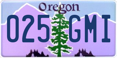 OR license plate 025GMI
