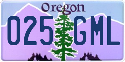 OR license plate 025GML