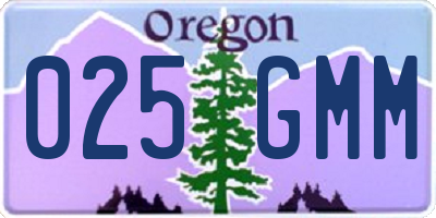 OR license plate 025GMM