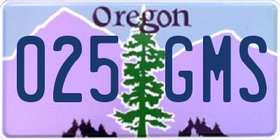 OR license plate 025GMS