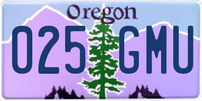 OR license plate 025GMU