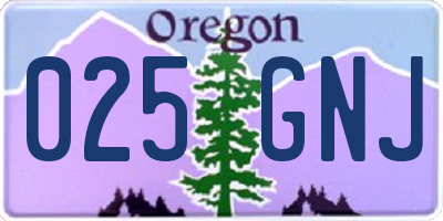 OR license plate 025GNJ