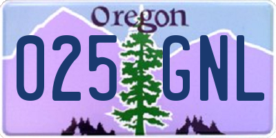 OR license plate 025GNL