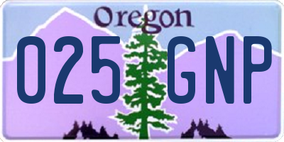 OR license plate 025GNP