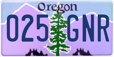 OR license plate 025GNR