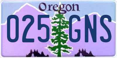 OR license plate 025GNS