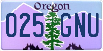 OR license plate 025GNU